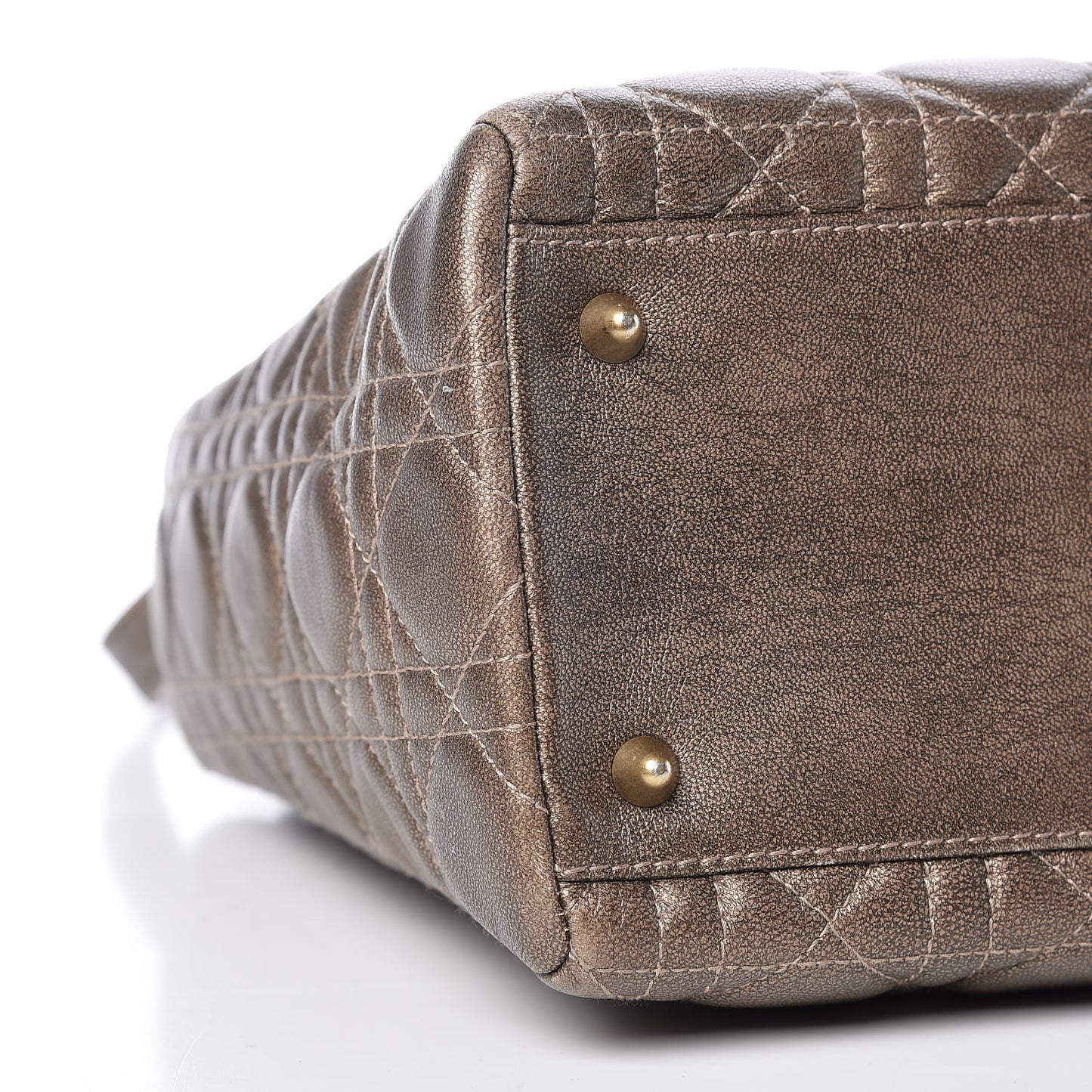 Metallic Lambskin Cannage Medium Lady Dior Bronze
