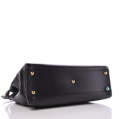 Fendi Vitello Morgan Shiny Nappa Medium Peekaboo Iconic Satchel Black Rosa Plaster 5 of 9