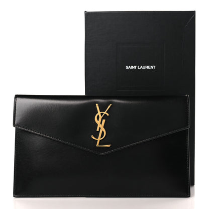 Saint Laurent Smooth Shiny Calfskin Monogram Uptown Pouch Black 7 of 7
