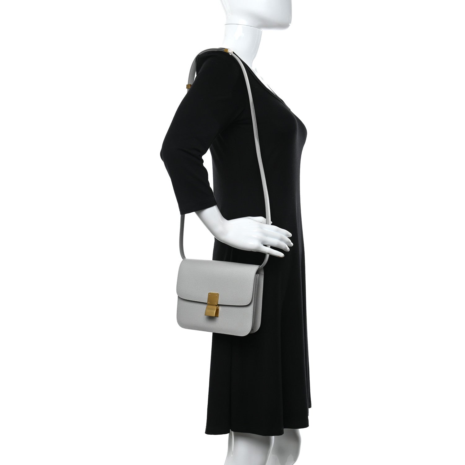 Celine Liege Calfskin Teen Classic Box Flap Bag Pale Grey 2 of 10