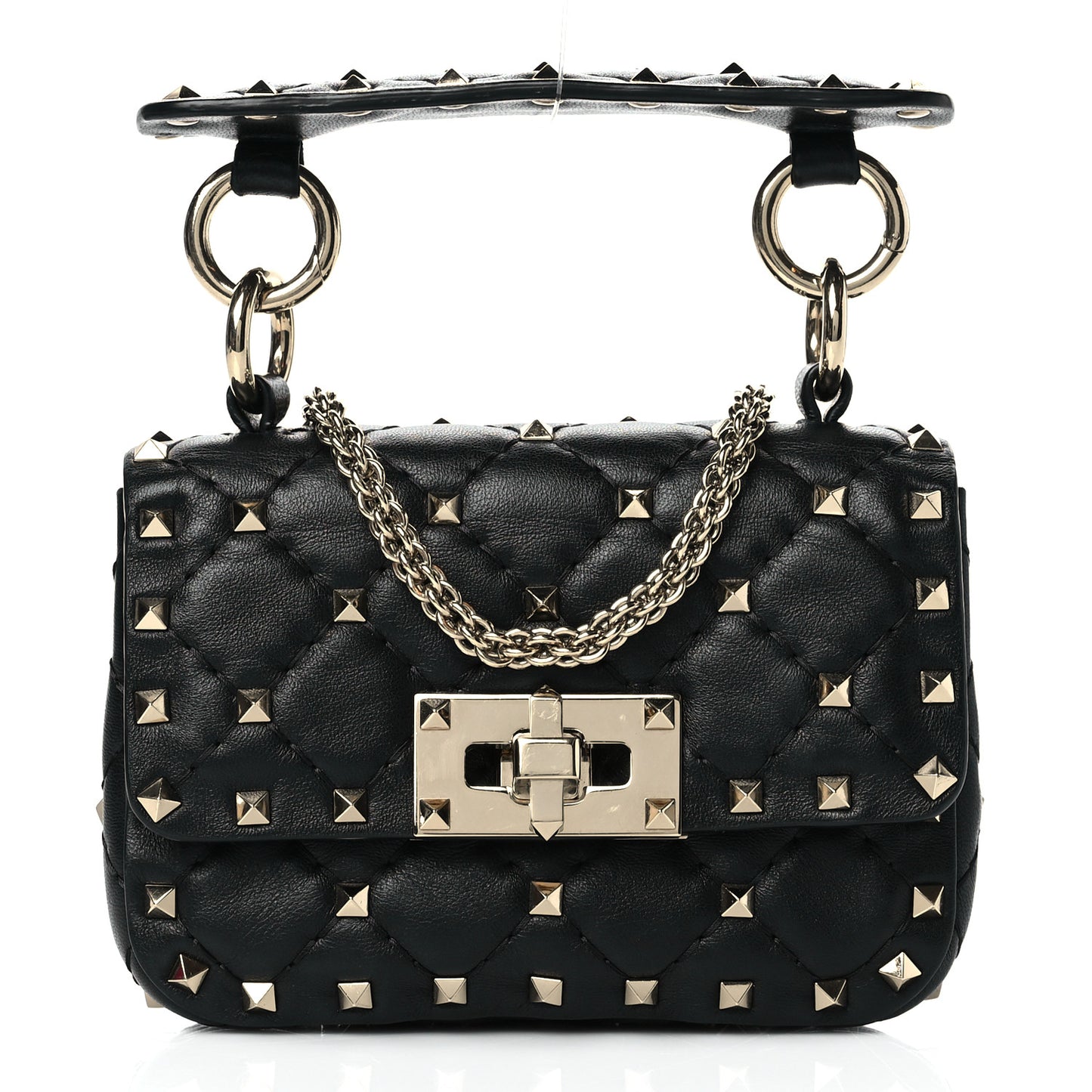 Nappa Micro Rockstud Spike Shoulder Bag Black