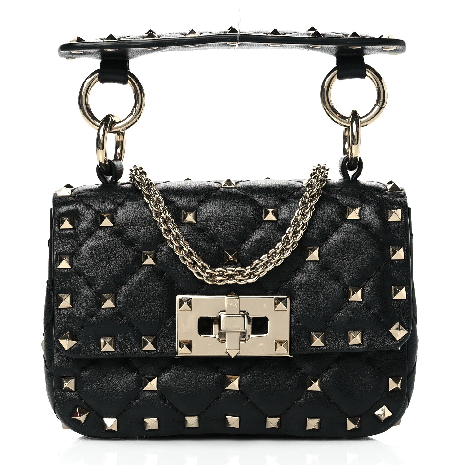 Valentino Garavani Nappa Micro Rockstud Spike Shoulder Bag Black 1 of 8