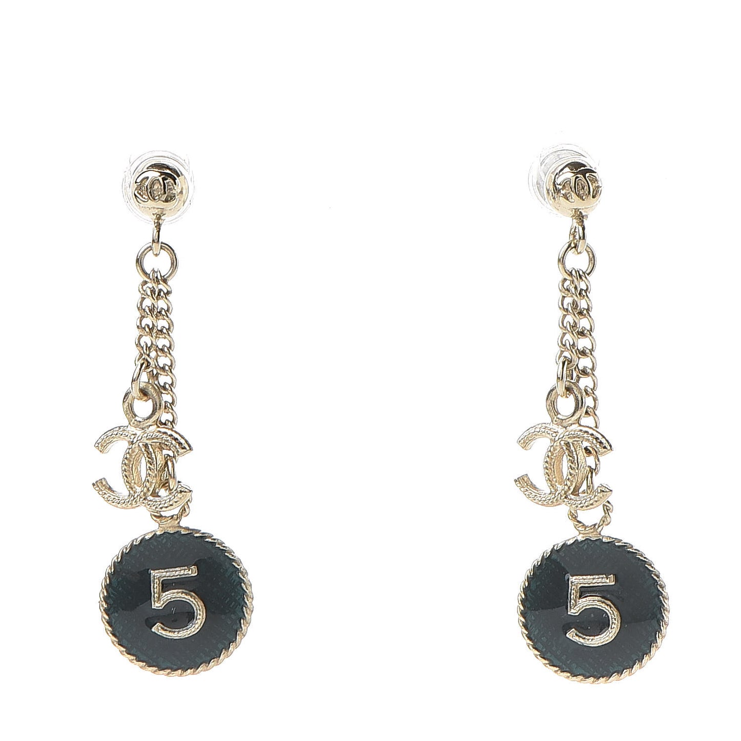 Enamel N°5 CC Drop Earrings Blue Gold