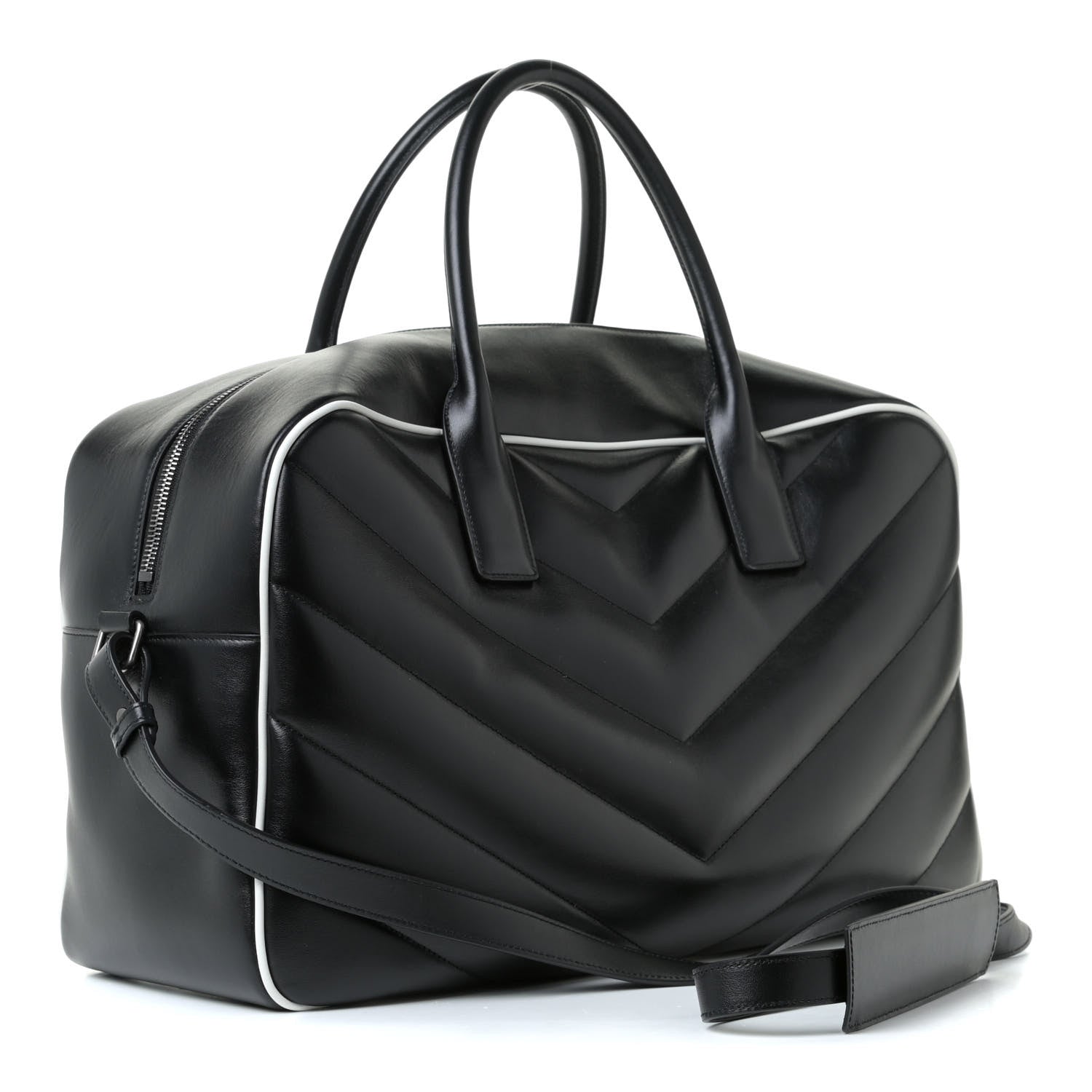 Saint Laurent Calfskin Medium Miles Logo Bowler Duffel Bag Black 4 of 11
