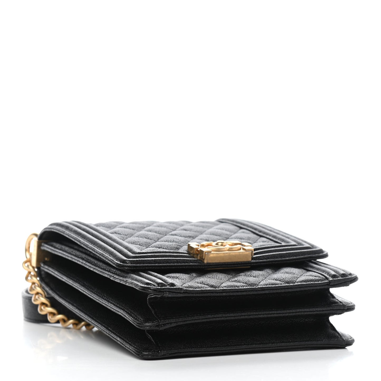Caviar Quilted North South Boy Flap Black