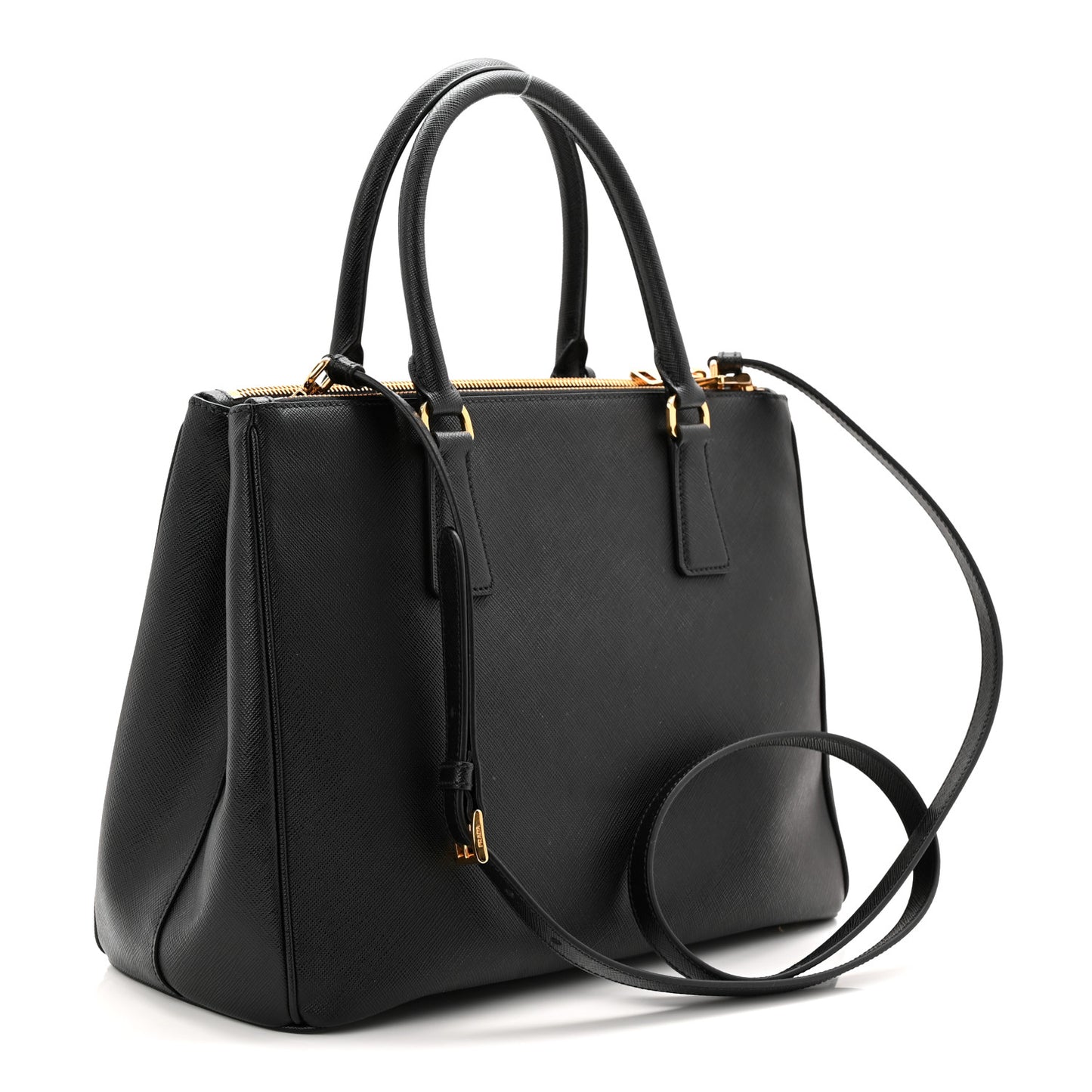 Saffiano Lux Large Galleria Double Zip Tote Black