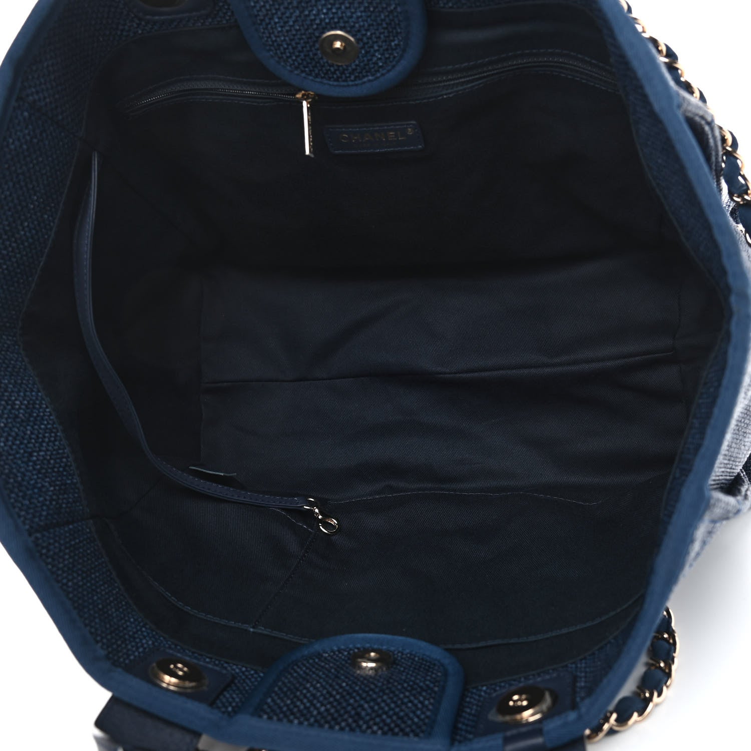 Chanel Woven Straw Raffia Large Deauville Tote Dark Blue 4 of 8