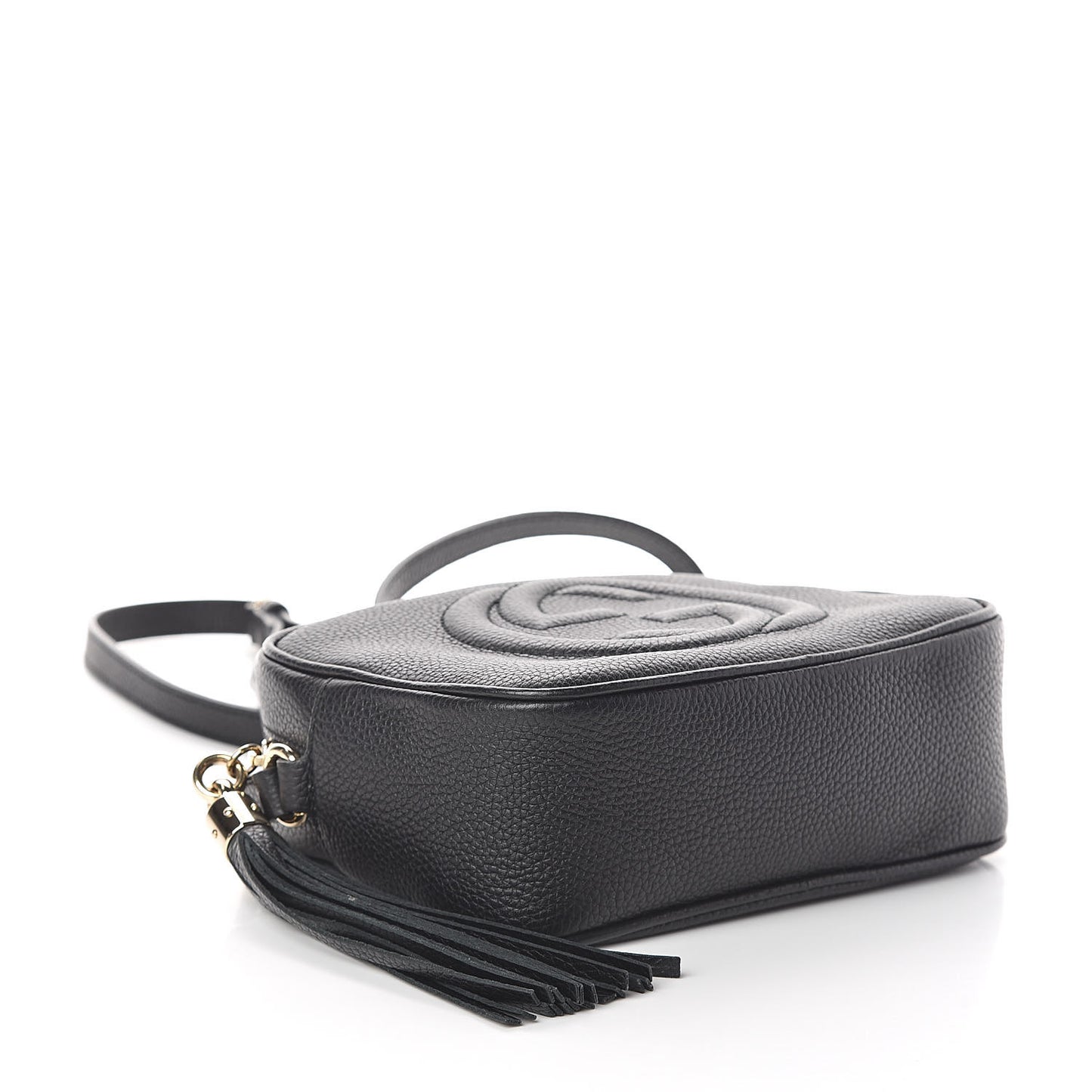 Pebbled Calfskin Small Soho Disco Bag Black