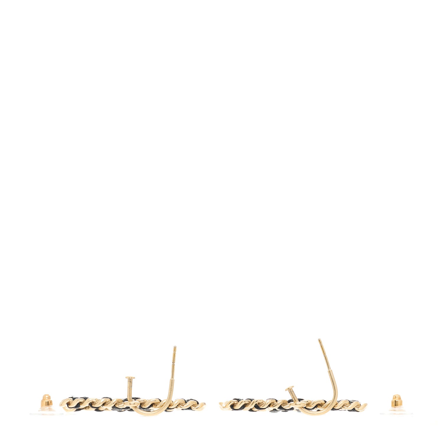 Chanel Lambskin CC Chain Drop Earrings Black Gold 4 of 5