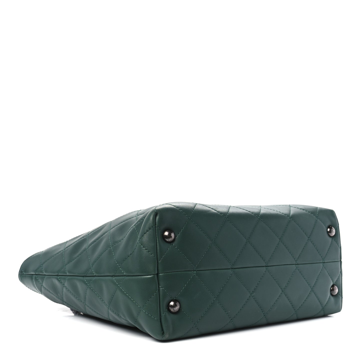 Calfskin Quilted Large Shopping In Chains Tote Green