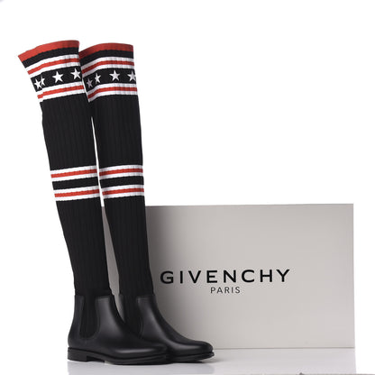 Givenchy Knit Rubber Storm Over The Knee Boots 37 Black 7 of 7