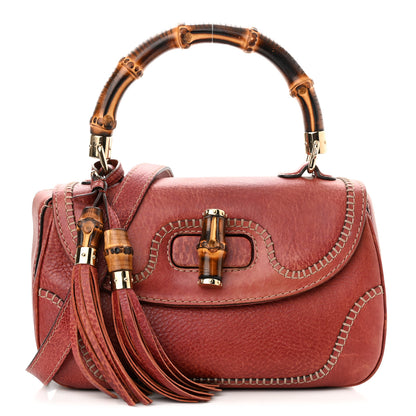 Gucci Calfskin Medium New Bamboo Top Handle Bag Red 1 of 13