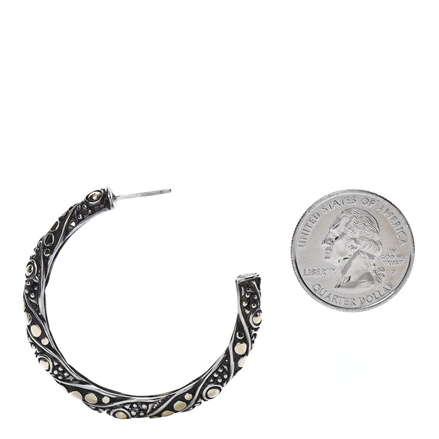 Sterling Silver 18K Yellow Gold Dots Hoop Earrings