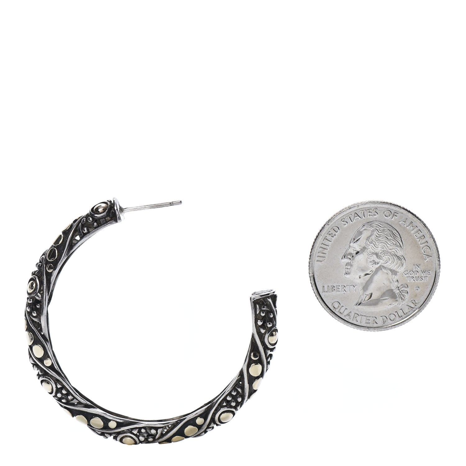 John Hardy Sterling Silver 18K Yellow Gold Dots Hoop Earrings 3 of 7