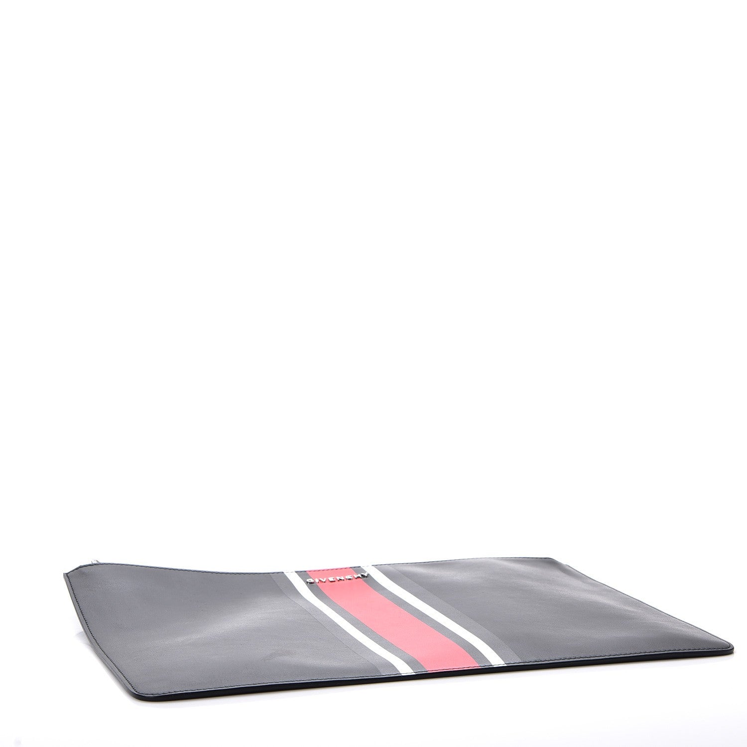 Givenchy Calfskin Striped Large Zip Pouch Black 4 of 8