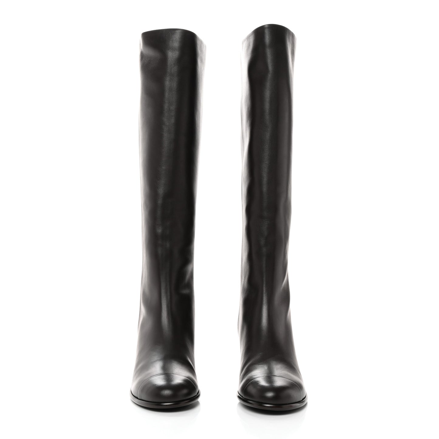 Calfskin CC High Boots 41 Brown