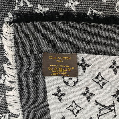 Louis Vuitton Wool Silk Monogram Denim Shawl Black 6 of 6