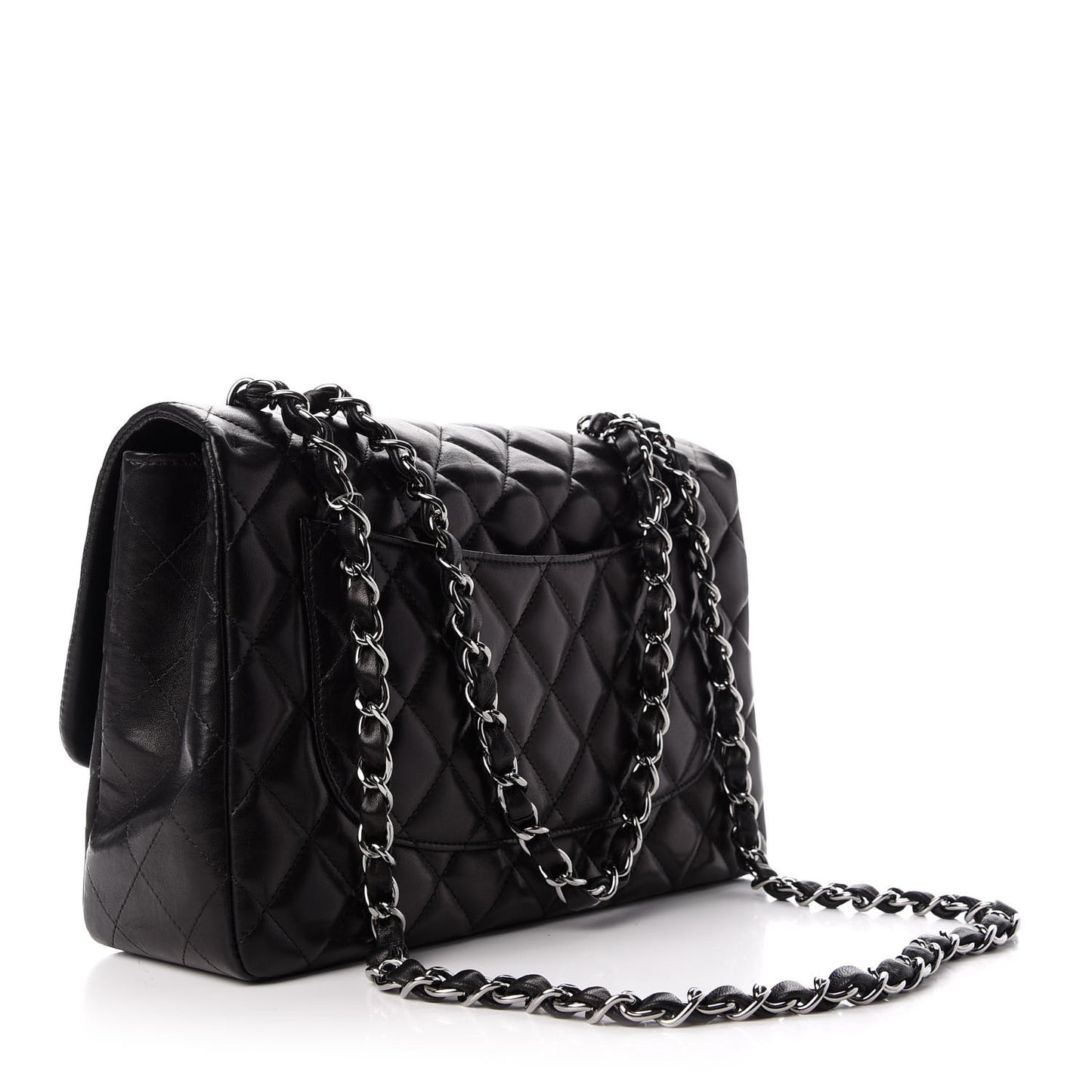Lambskin Quilted Jumbo Single Flap Black