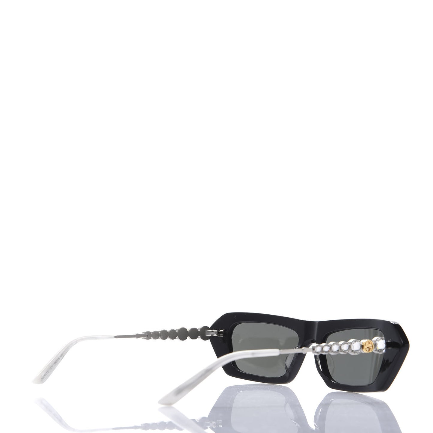 Acetate Crystal Embellished Rectangle Sunglasses GG0642S Black Gold