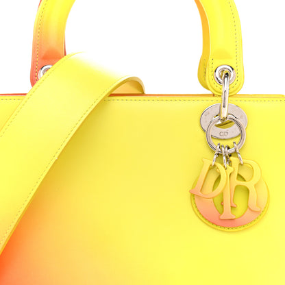Christian Dior Box Calfskin Gradient Medium Lady Dior Yellow Orange 8 of 17