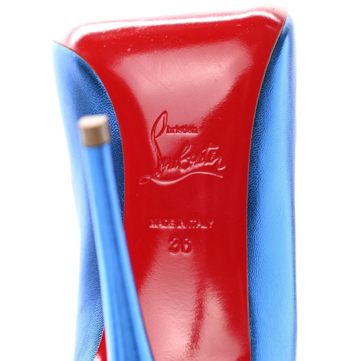 Christian Louboutin Metallic Patent Hot Chick 100 Pumps 36 Blue 6 of 10