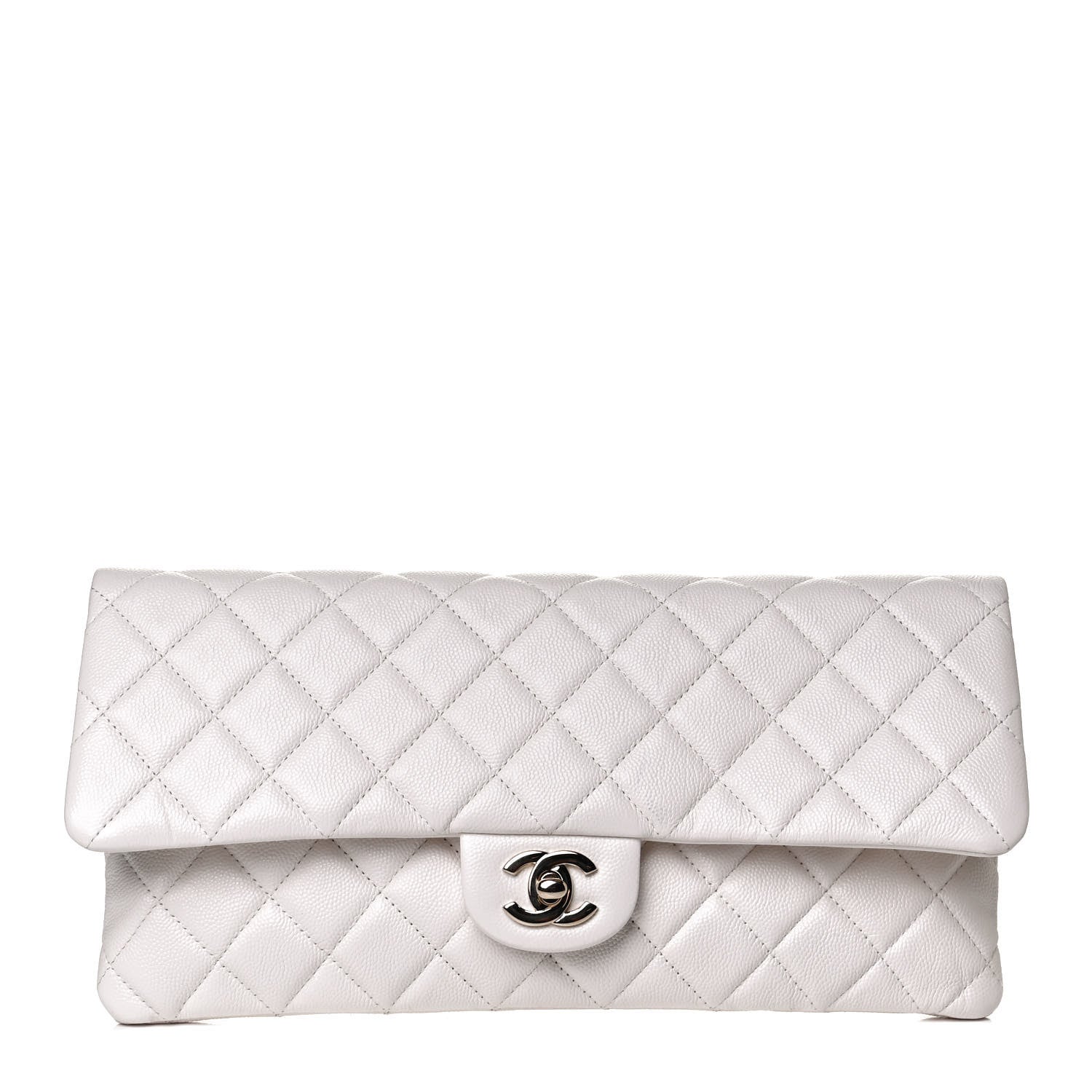 Chanel Caviar Quilted Flap Clutch White 1 of 11