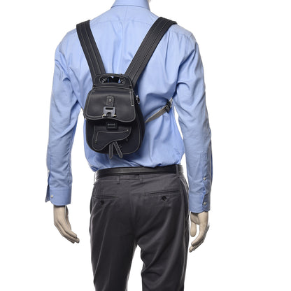 Christian Dior Grained Calfskin Saddle Backpack Navy Blue 3 of 8