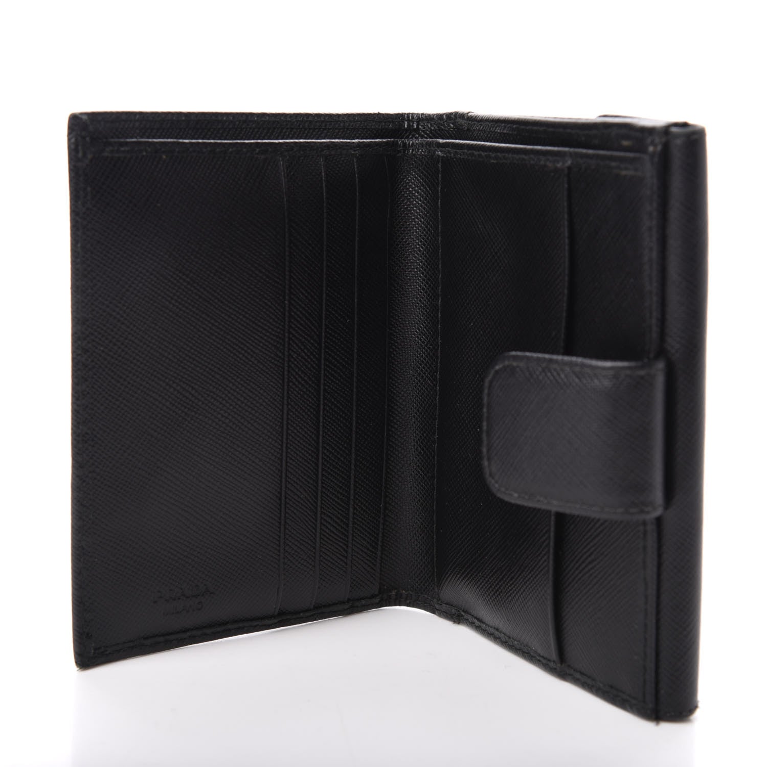 Prada Saffiano Metal Flap Wallet Black 5 of 6