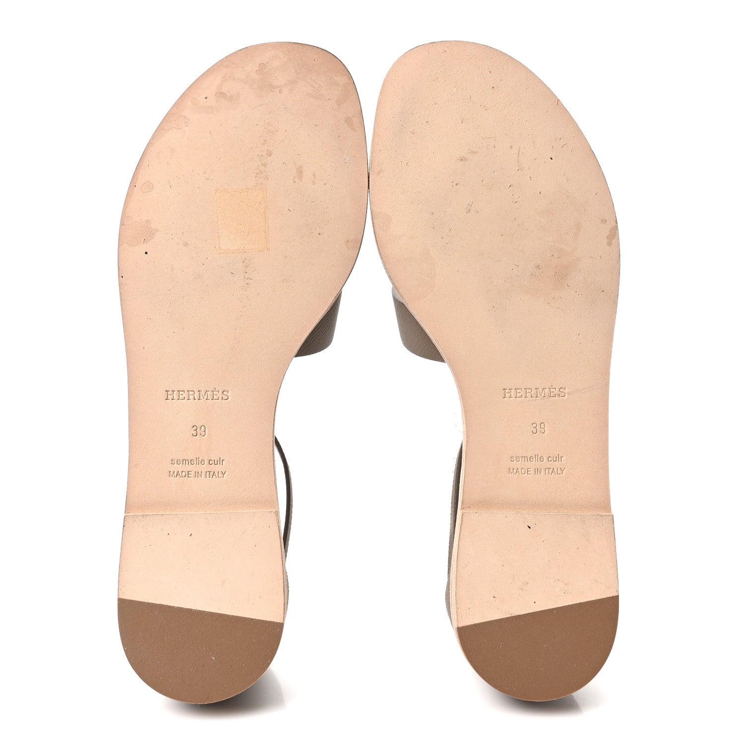 Hermes Epsom Santorini Sandals 39 Etoupe 6 of 10