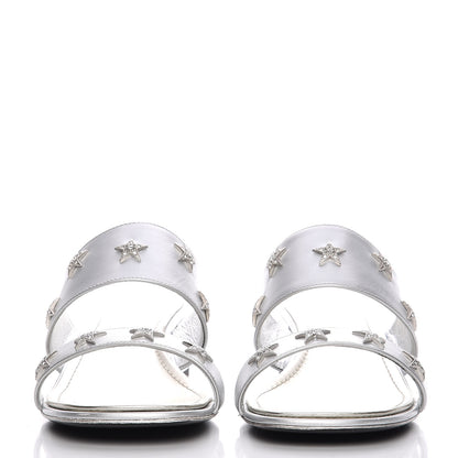 Chanel Iridescent Calfskin Crystal Stars Mules 39.5 Silver 4 of 12