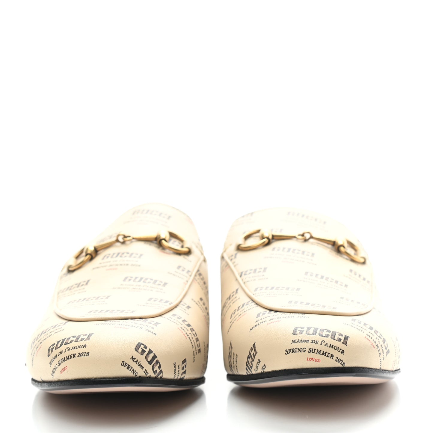 Calfskin Stamp Print Womens Princetown Slippers 40 Soy Black