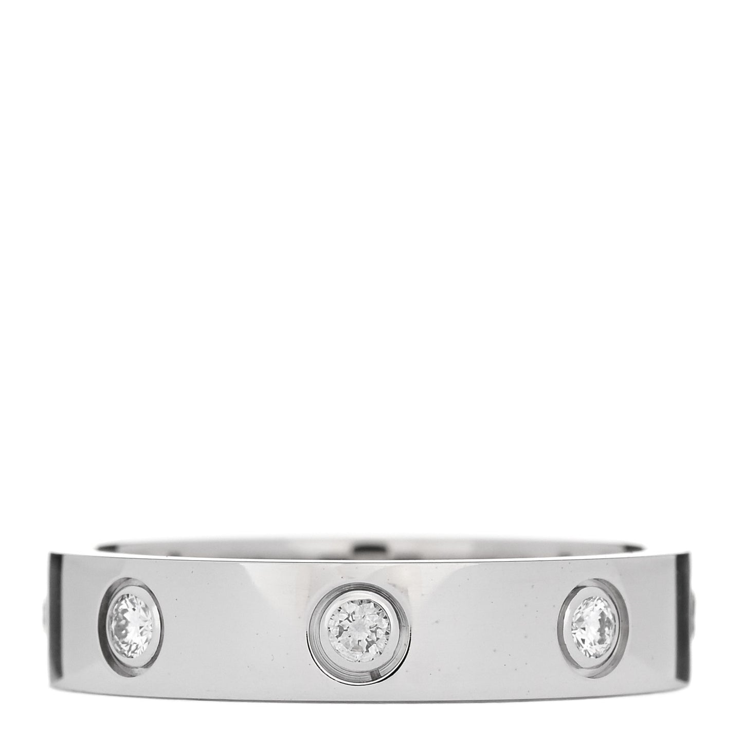 18K White Gold 8 Diamond 4mm Wedding Band LOVE Ring 51 5.75