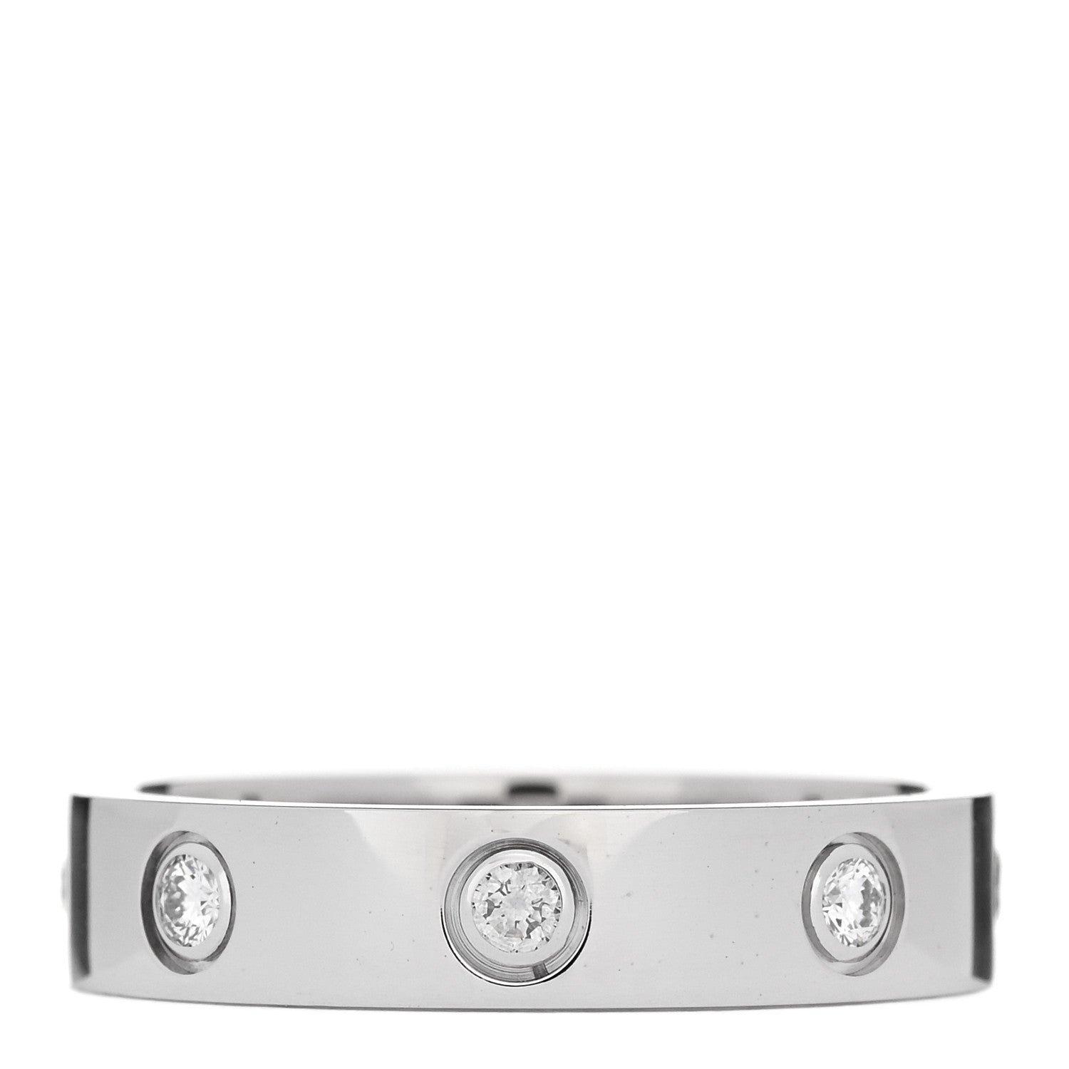 Cartier 18K White Gold 8 Diamond 4mm Wedding Band LOVE Ring 51 5.75 3 of 4