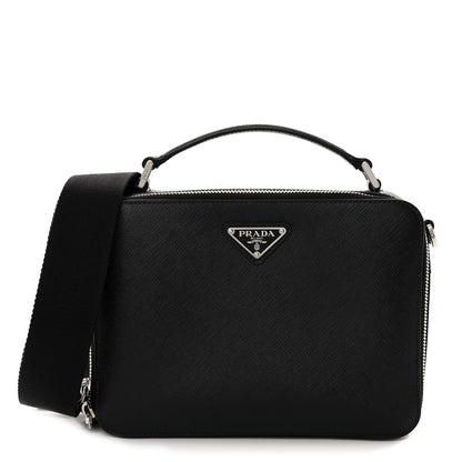 Prada Saffiano Travel Medium Brique Crossbody Bag Black 1 of 9
