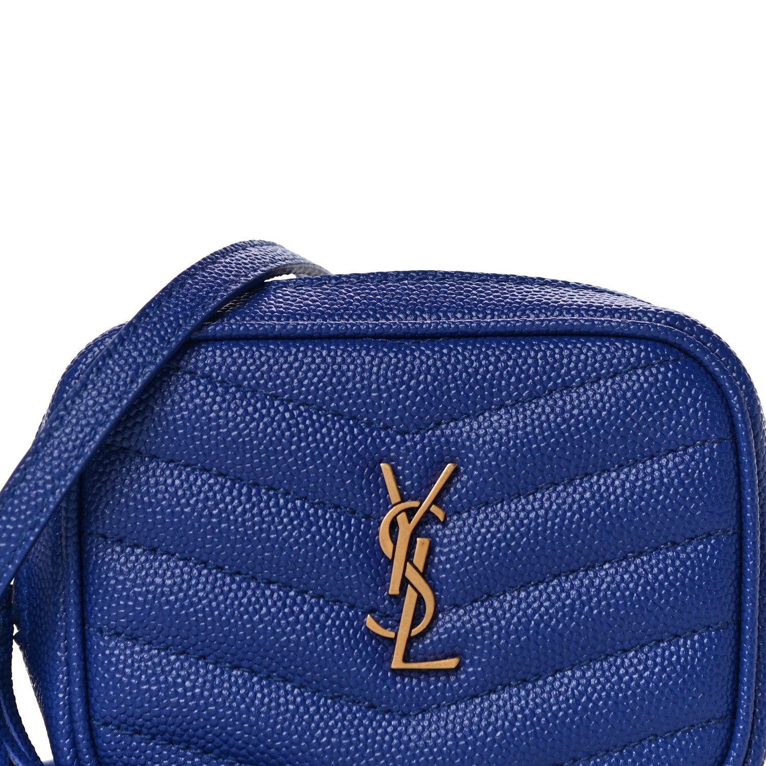 Saint Laurent Grain De Poudre Matelasse Monogram Baby Lou Camera Bag Sapphire Blue 7 of 9
