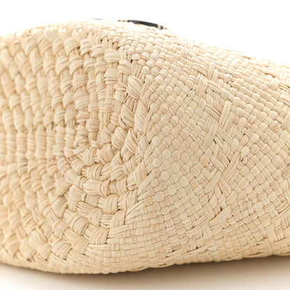 Loewe Calfskin Raffia Paulas Ibiza Small Anagram Basket Tote Bag Natural Tan 9 of 9