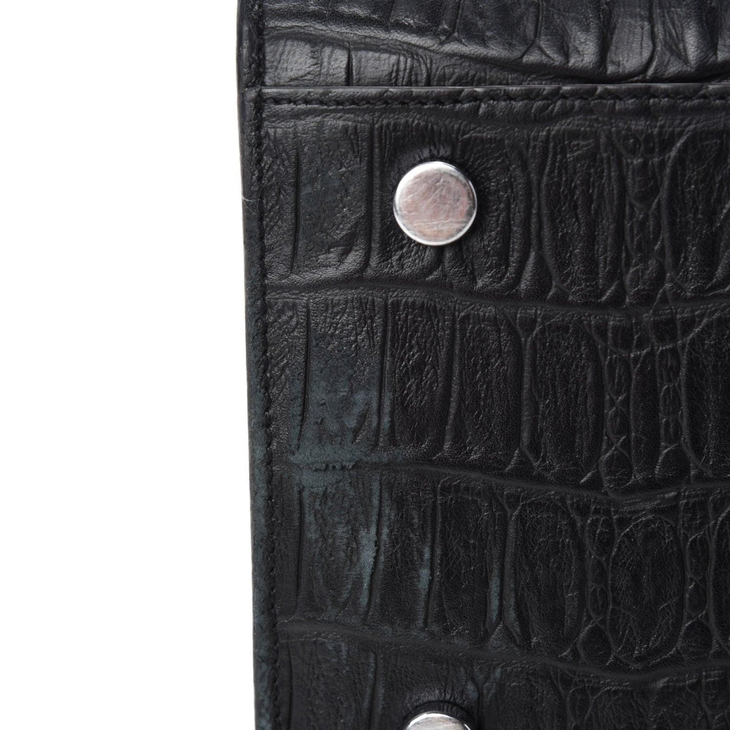 Saint Laurent Calfskin Crocodile Embossed Small Sac De Jour Black 8 of 12