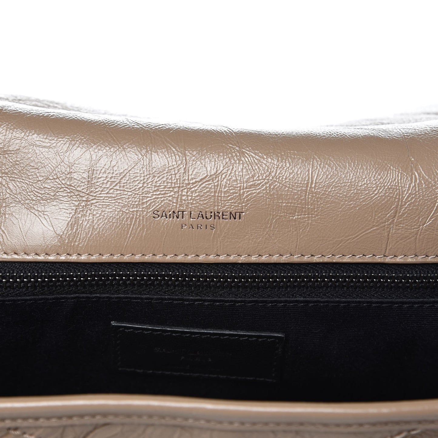 Crinkled Calfskin Matelasse Monogram Medium Niki Chain Satchel Light Taupe