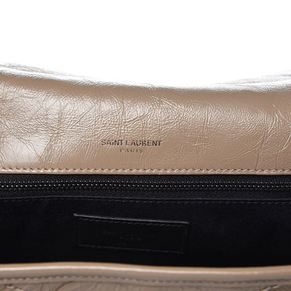 Saint Laurent Crinkled Calfskin Matelasse Monogram Medium Niki Chain Satchel Light Taupe 8 of 12