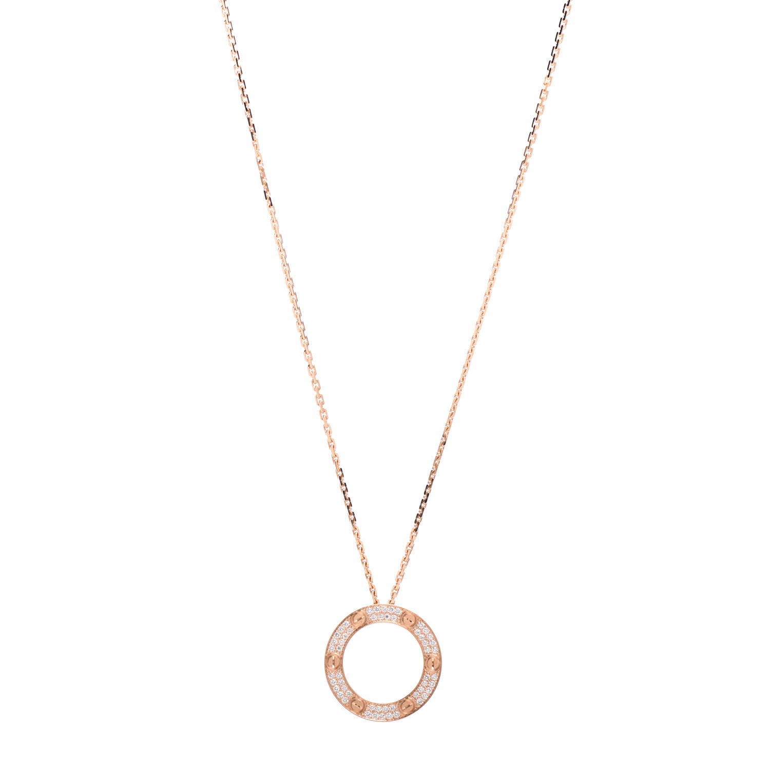 Cartier 18K Pink Gold Diamond LOVE Paved Necklace 1 of 4