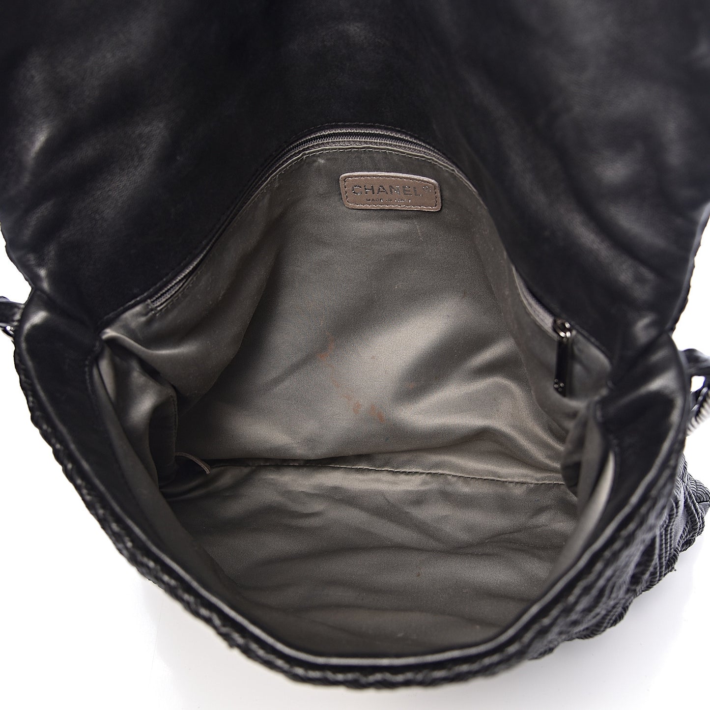 Lambskin Stitched Large Walk Of Fame Flap Black