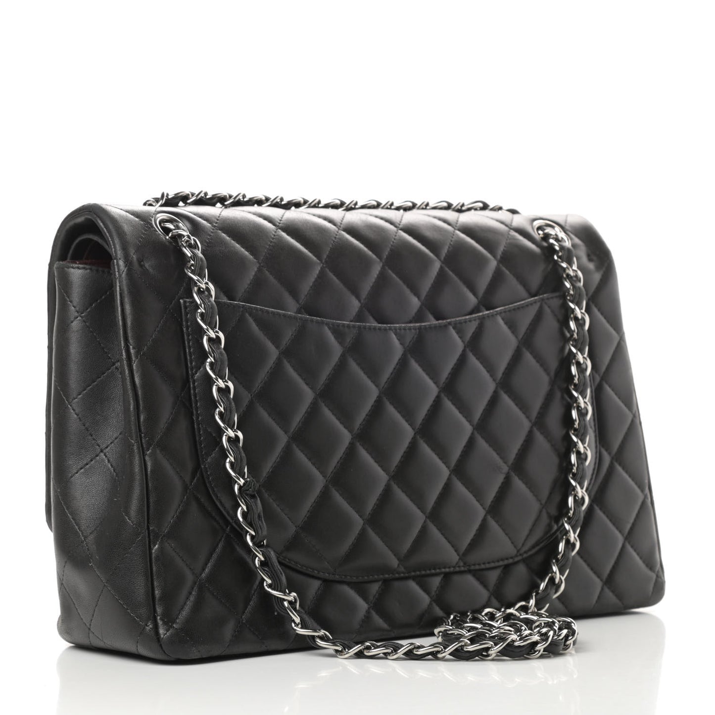 Lambskin Quilted Maxi Double Flap Black