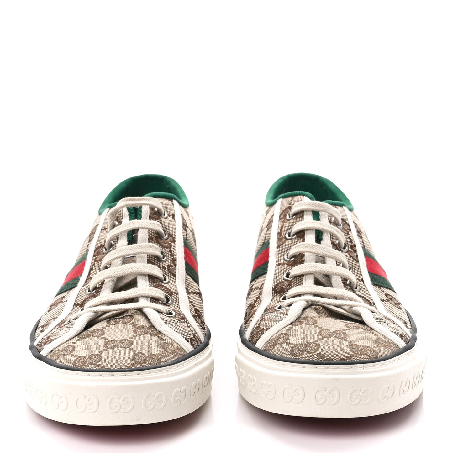 GG Monogram Web Mens 1977 Tennis Sneakers 9 Beige Ebony Mystic White