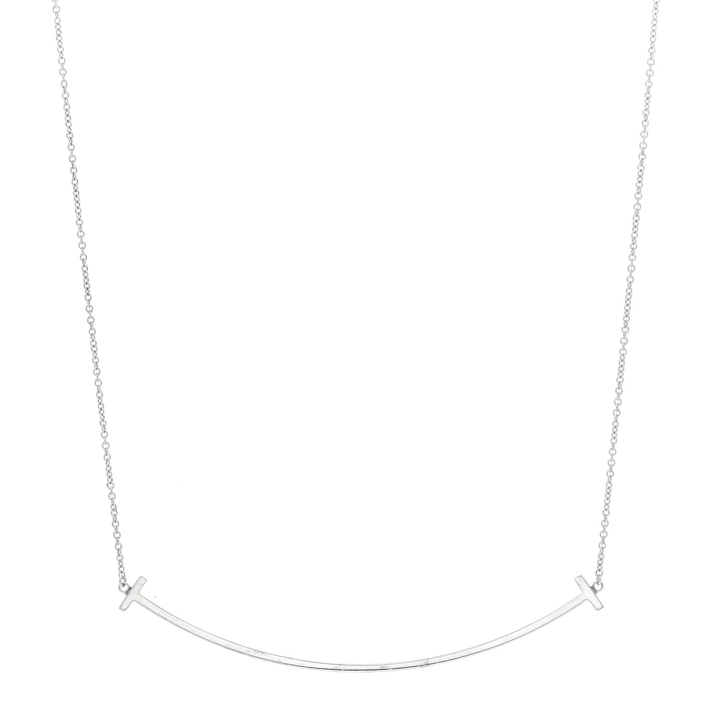 Sterling Silver Large T Smile Pendant Necklace