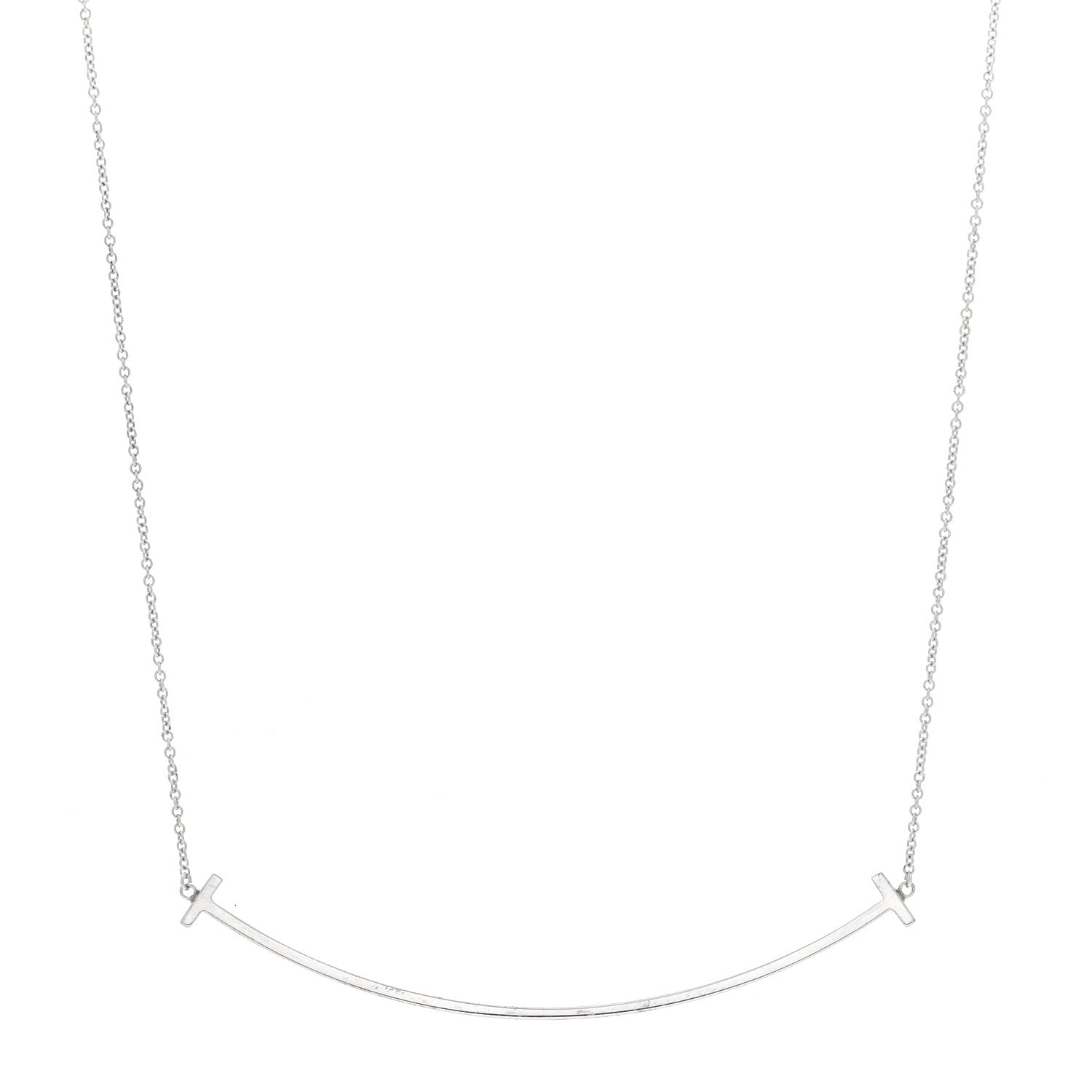 Tiffany Sterling Silver Large T Smile Pendant Necklace 1 of 4