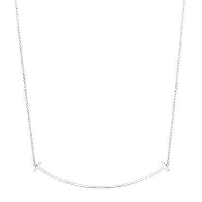 Tiffany Sterling Silver Large T Smile Pendant Necklace 1 of 4