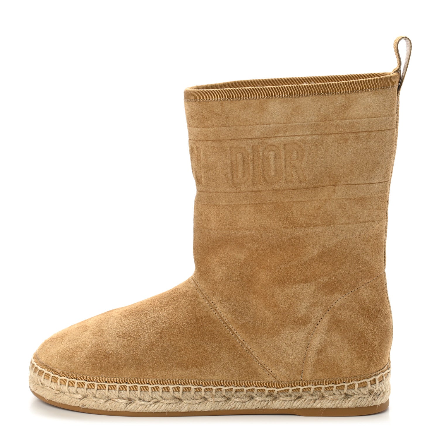 Christian Dior Calfskin Suede Shearling Granville Espadrille Boots 36 Natural 1 of 9