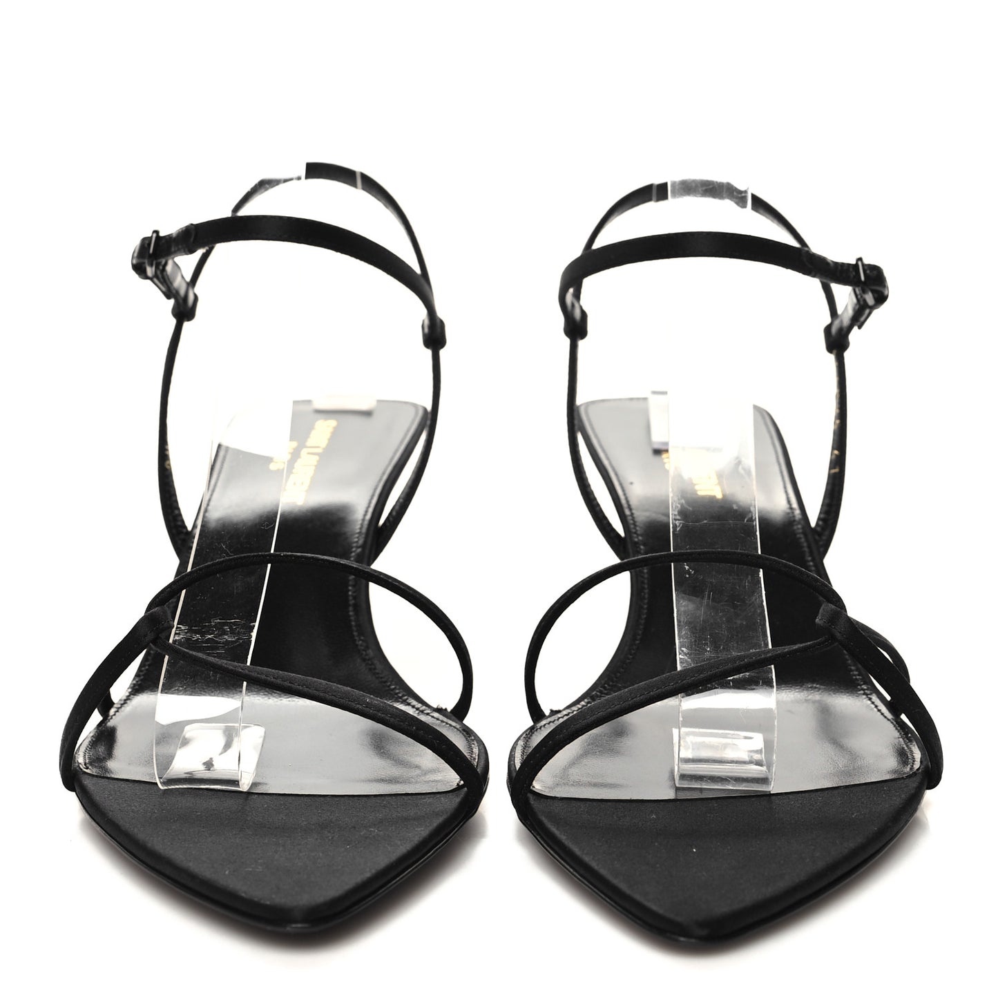 Crepe Satin Clara 55 Ankle Strap Sandals 41 Black