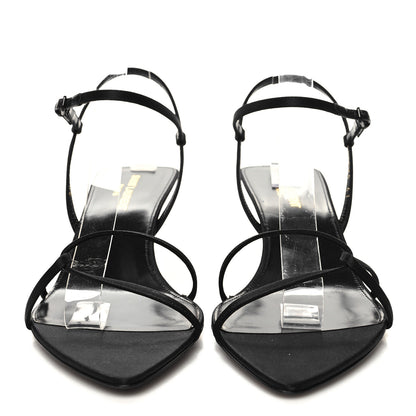 Saint Laurent Crepe Satin Clara 55 Ankle Strap Sandals 41 Black 3 of 8