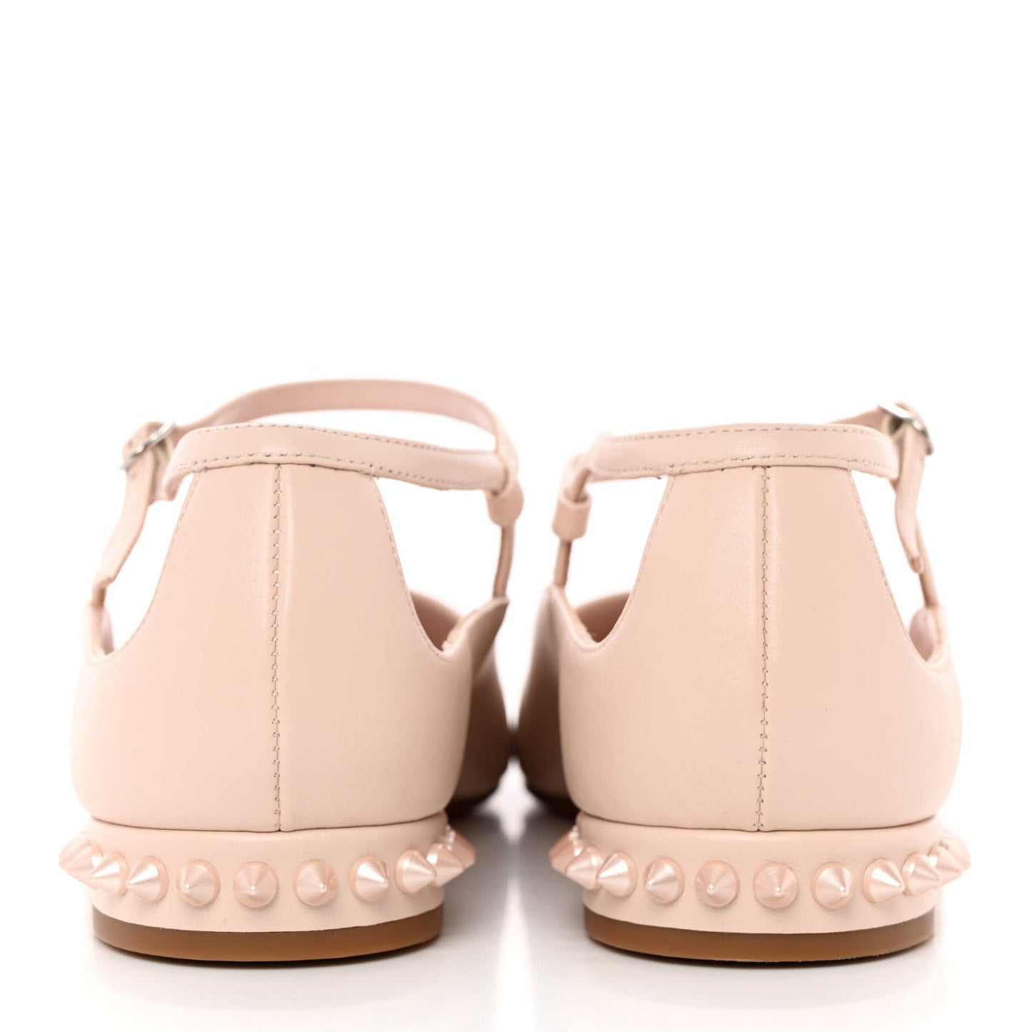 Nappa Conclusive Spike Ankle Strap Ballerina Flats 37 Leche